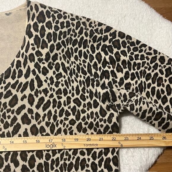 VINTAGE SIDEFFECTS Brown Cream Leopard Print Full Zip Padded Cardigan Size XL - Picture 11 of 12